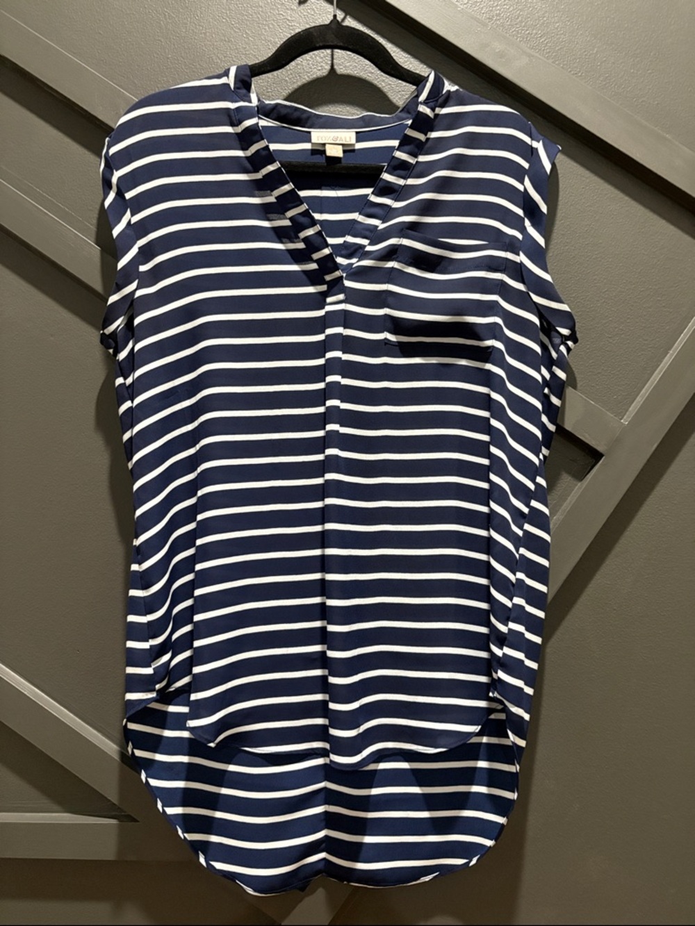 Roz & Ali Navy and White Striped V-Neck Tunic